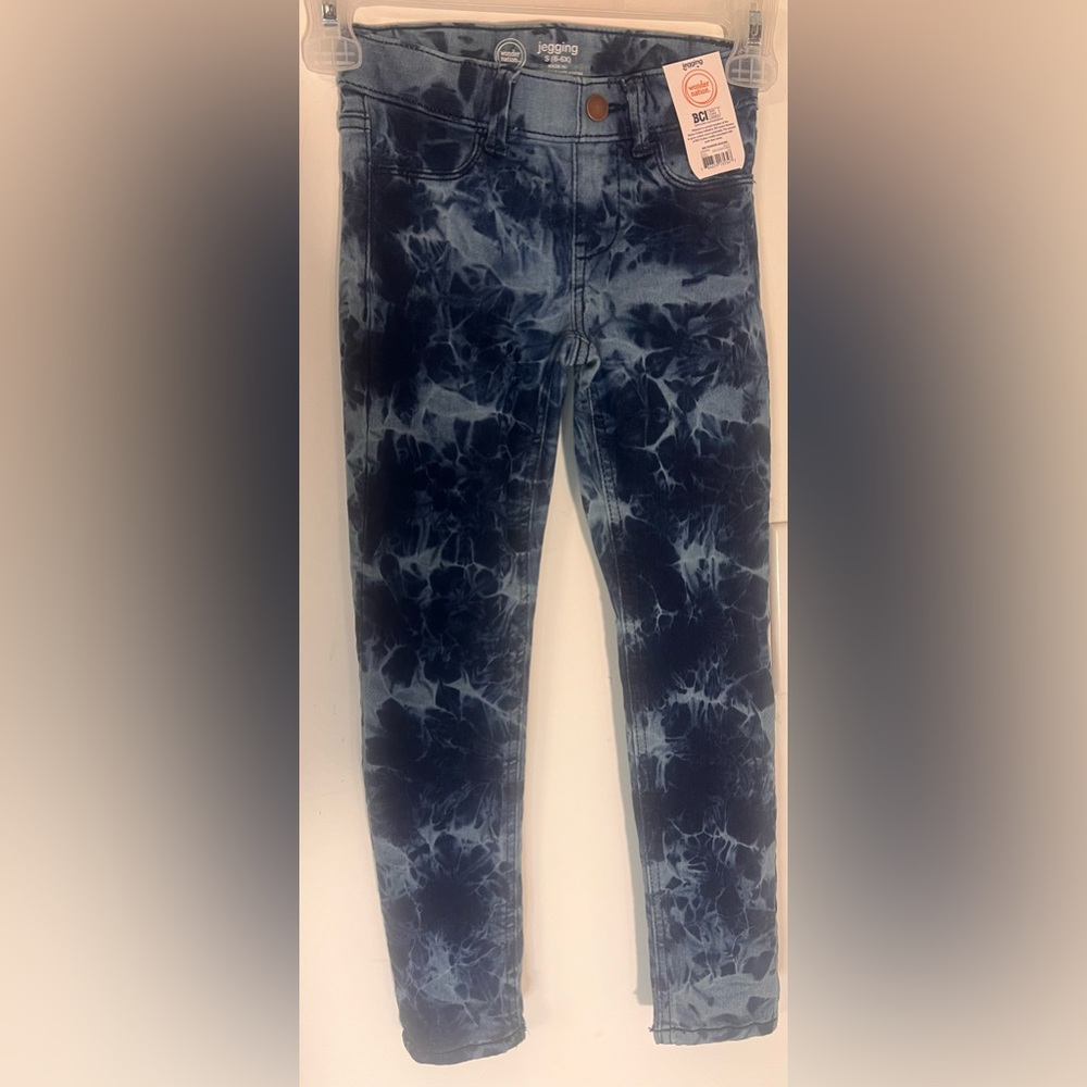 Wonder Nation Girls Jegging 6X‎ Bleached Blue Tie Dye Pull On Back Pockets